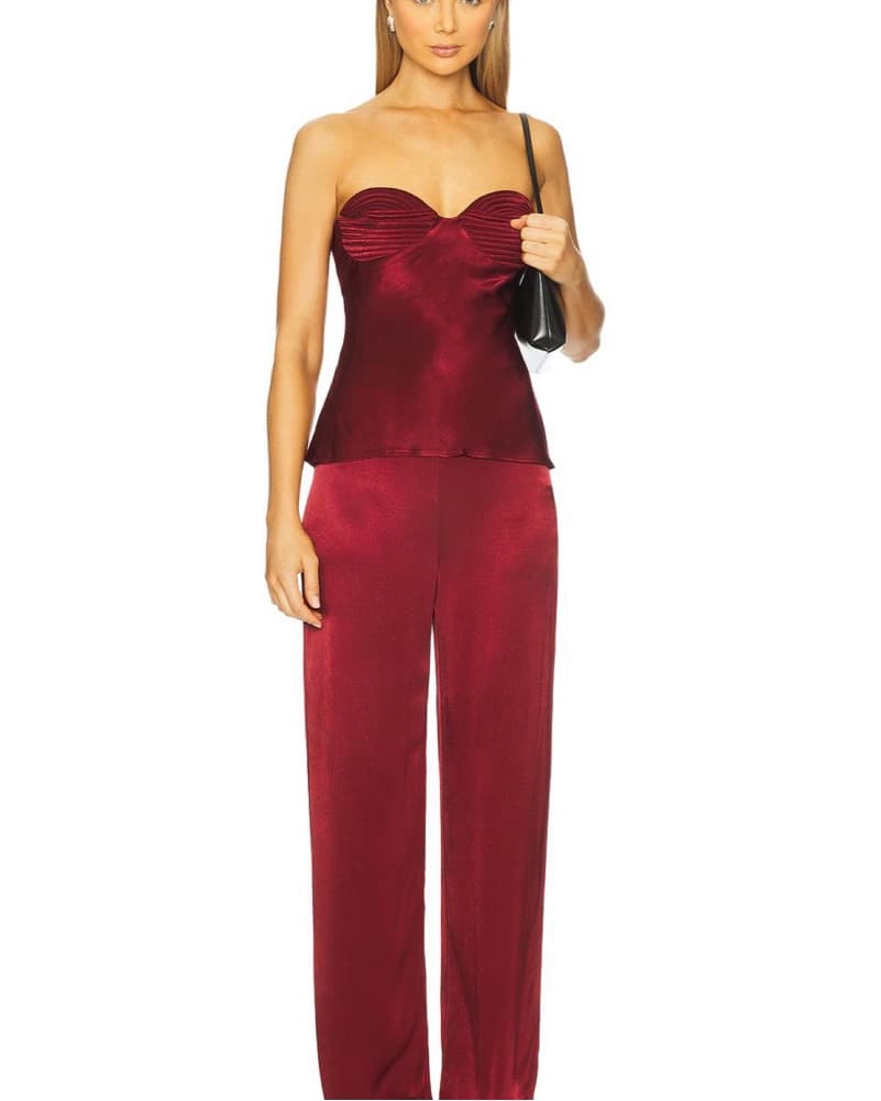 Satin Burgundy Matching Set - Image 2