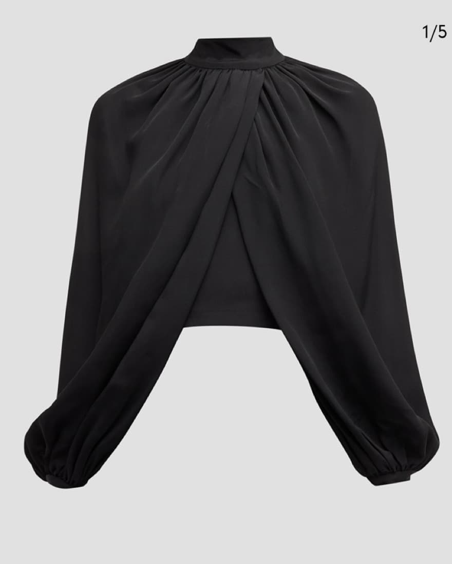 CO Crossover Draped Long Sleeve Top - Image 1