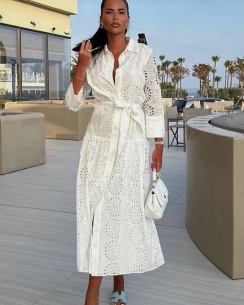 Zara White Crochet Dress - Image 2