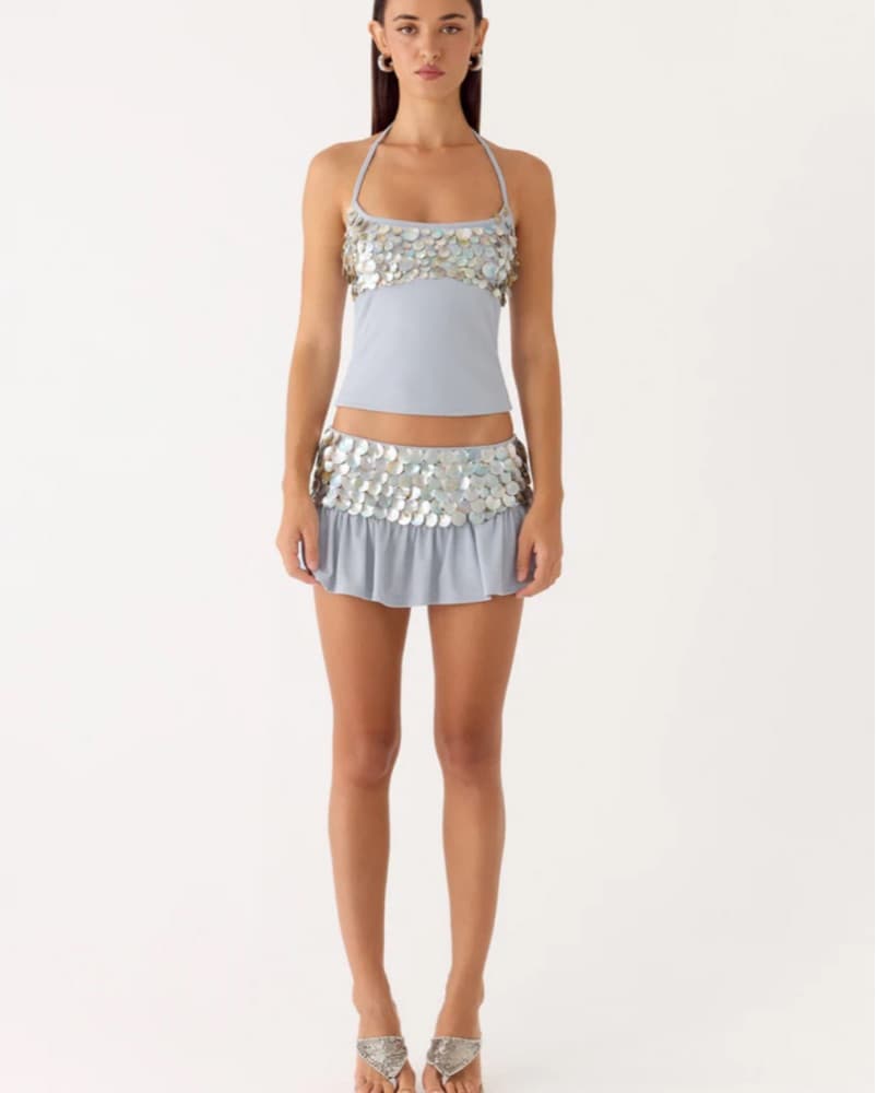 Merinda Sparkly Halter Top and Skort Set - Image 3