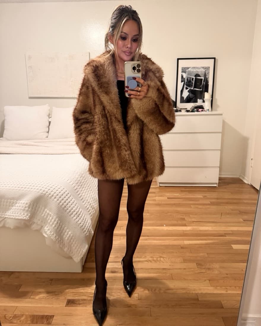 $300 Mango Faux Fur Coat - Image 1