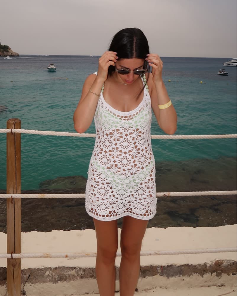 Frankies Sunshine Crochet Mini Dress - Image 2