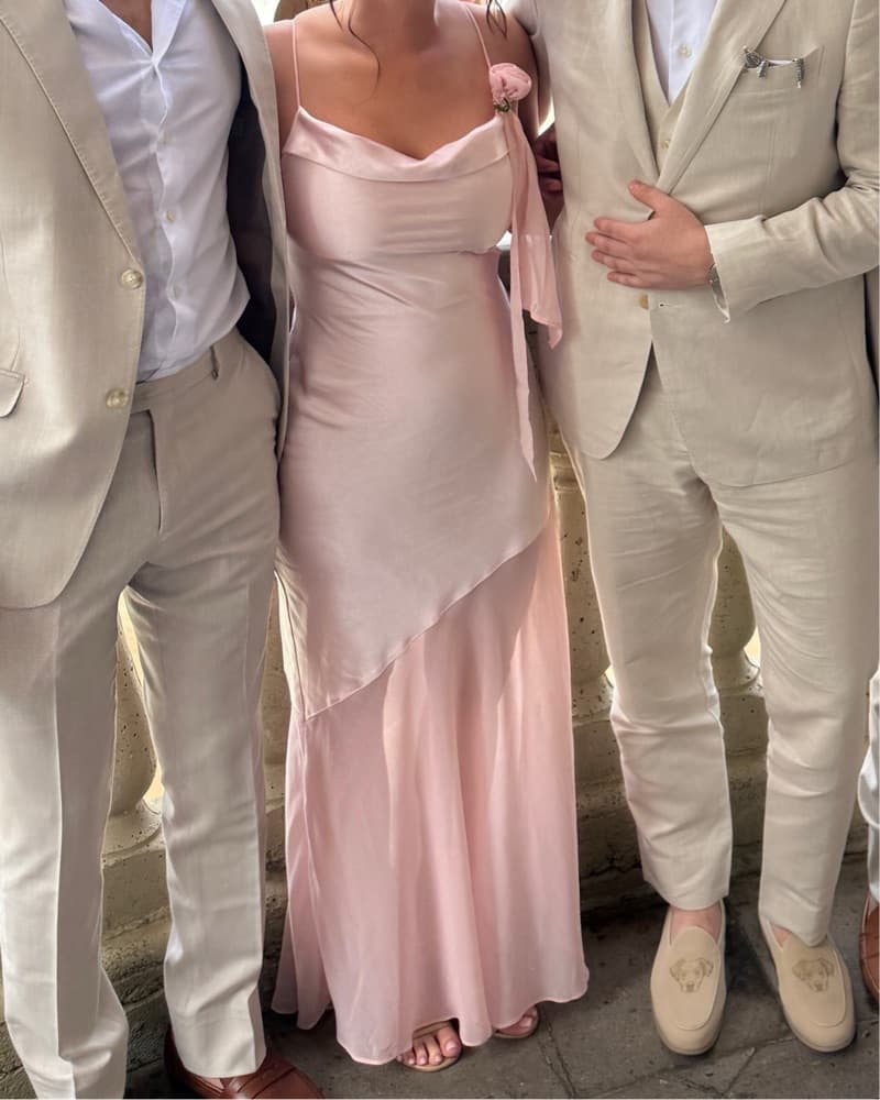 Light Pink Satin Maxi Dress - Image 2