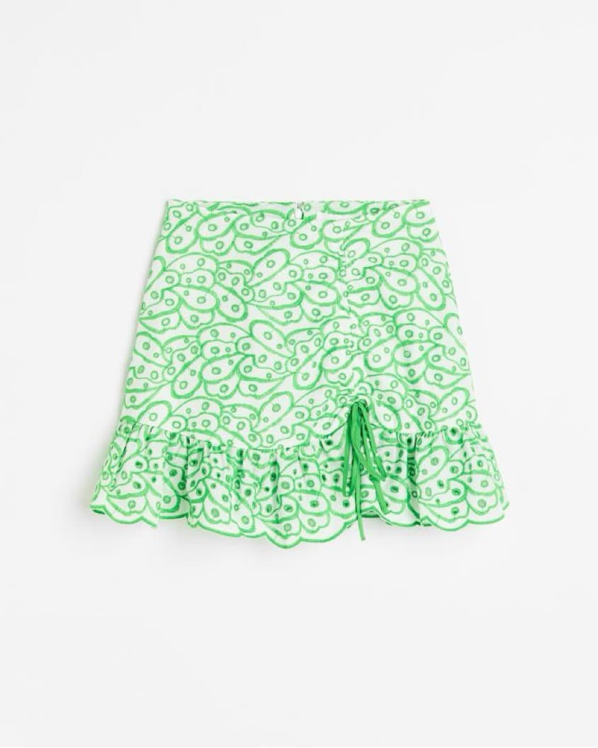 Green Eyelet Embroidery Skirt - Image 3