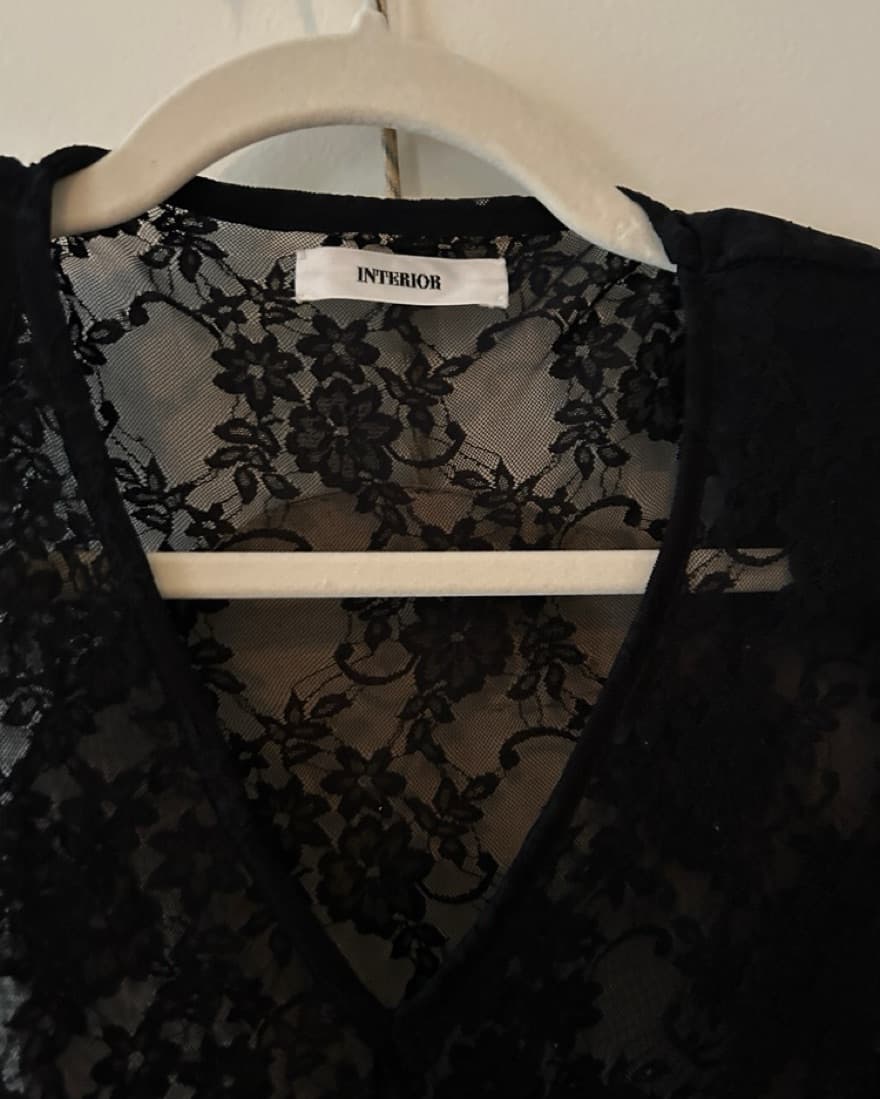 Sheer Lace Drop Waist Interior Dress - Image 2