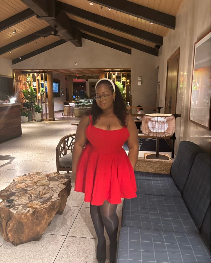 Red Bow-Tied Mini Dress - Image 3