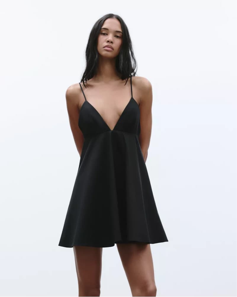 Zara V-Neck A-Line Mini Dress - Image 1