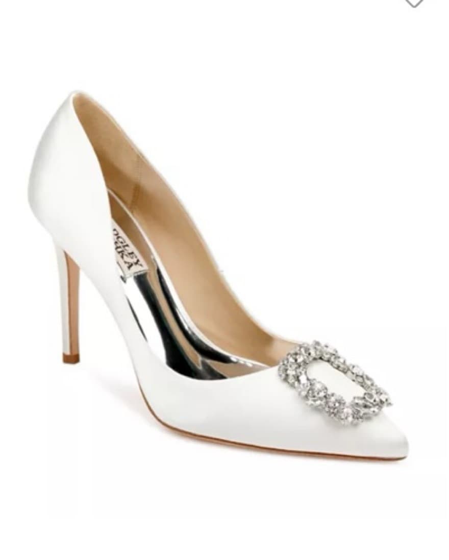 Badgley Mischka White Satin Shoes  - Image 1