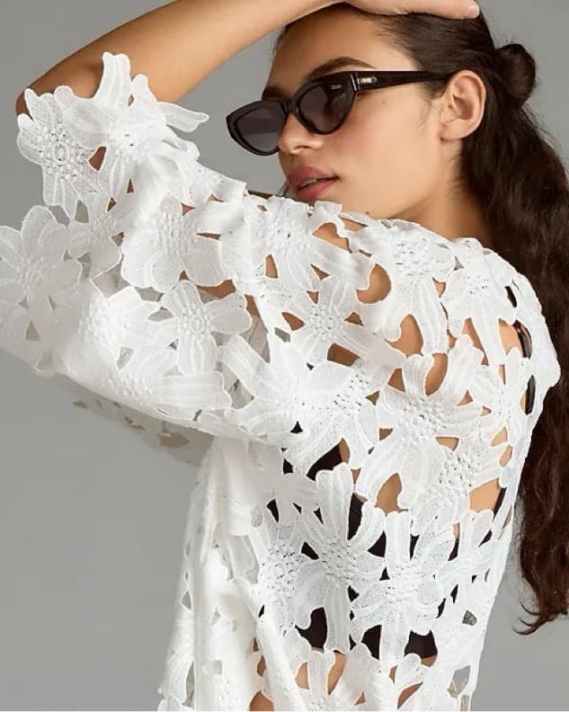 Anthropologie Floral Eyelet Kaftan - Image 4