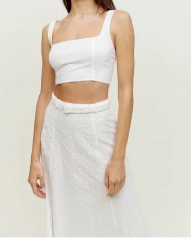 White Eyelet Reformation 2 Piece Set  - Image 1