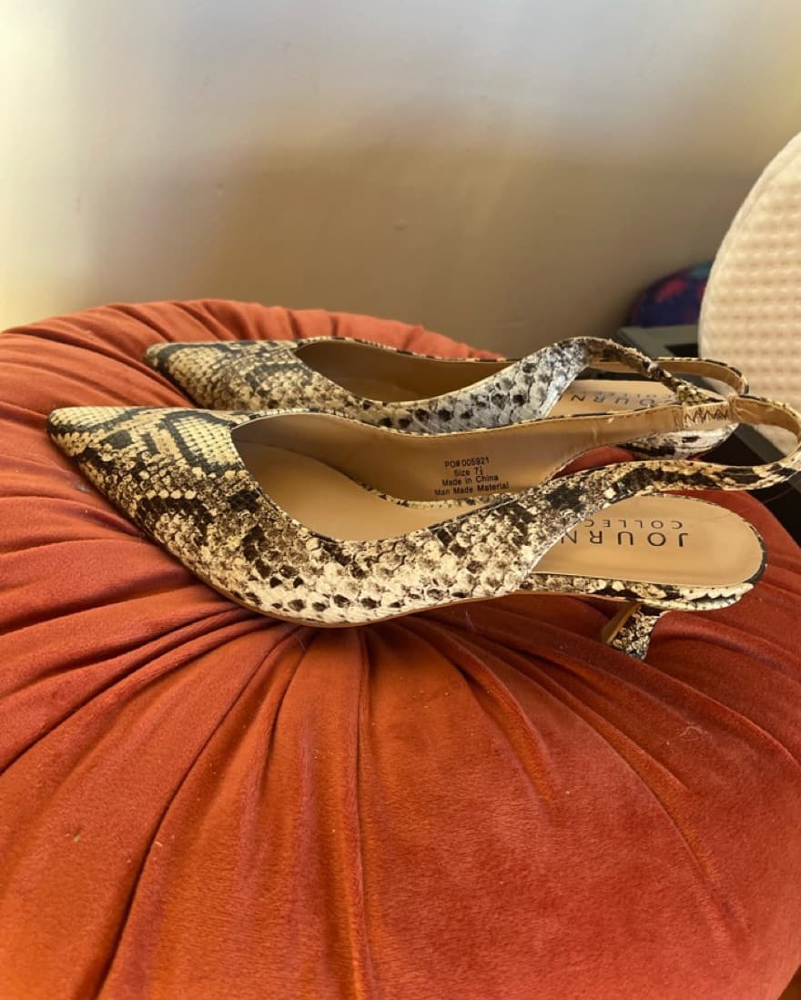 Snakeskin Kitten Heels - Image 1