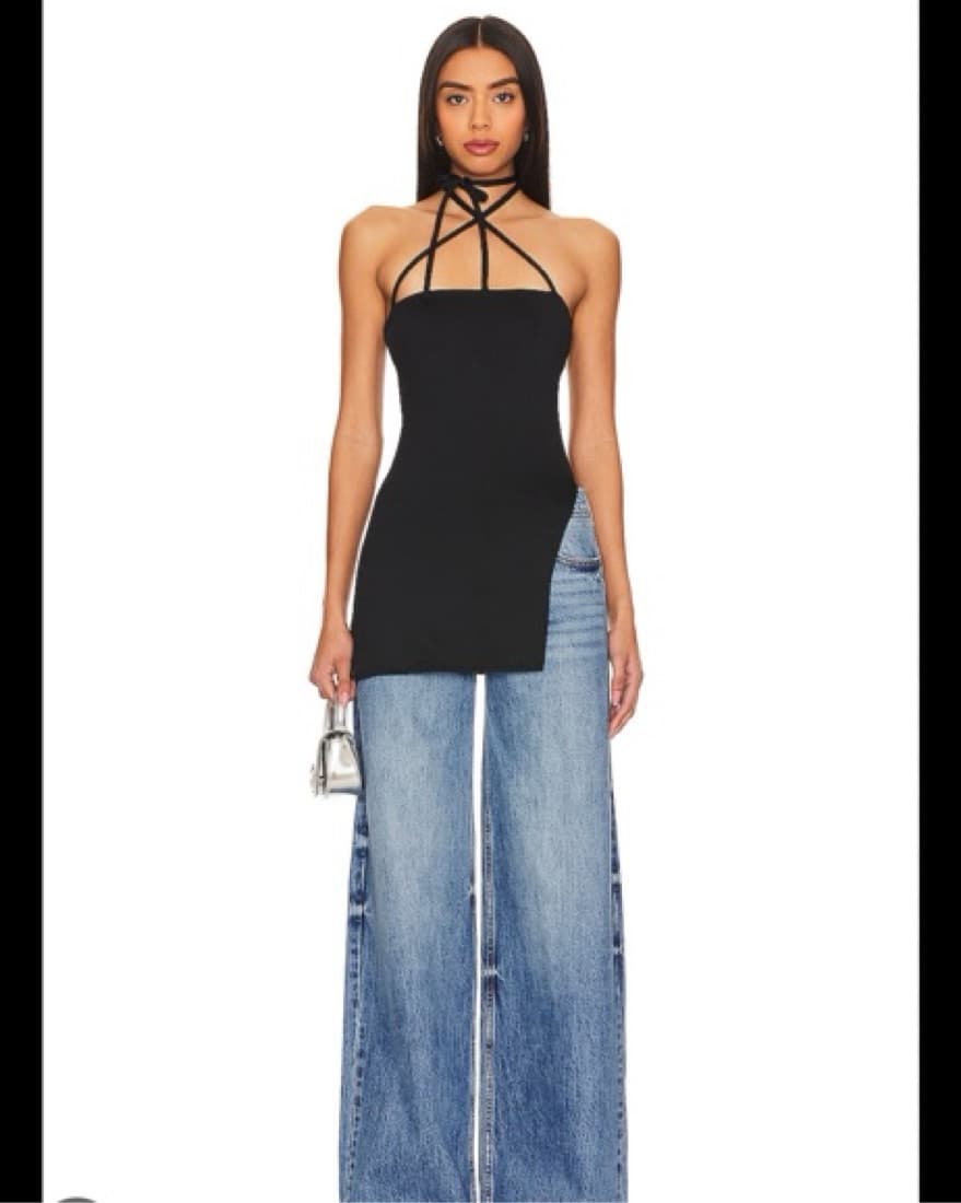 OW Collection Tie High Slit Top - Image 2