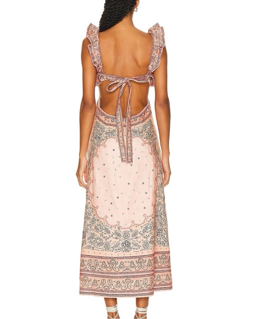 Elegant Floral Midi Dress with Ruffled Details - Image 4