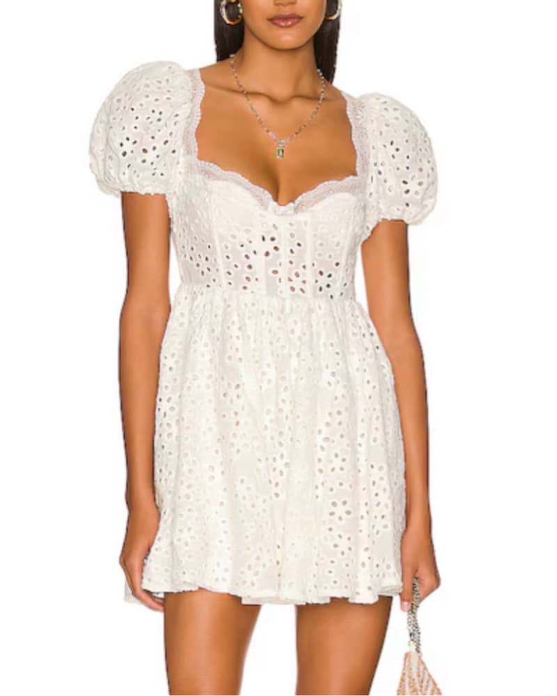 For Love & Lemons Becca Mini White Dress - Image 1