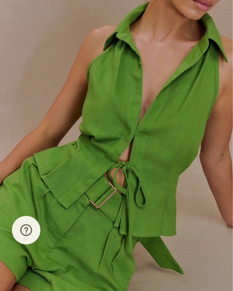Linen Tie Front And Belted 2 Piece Set - Image 3