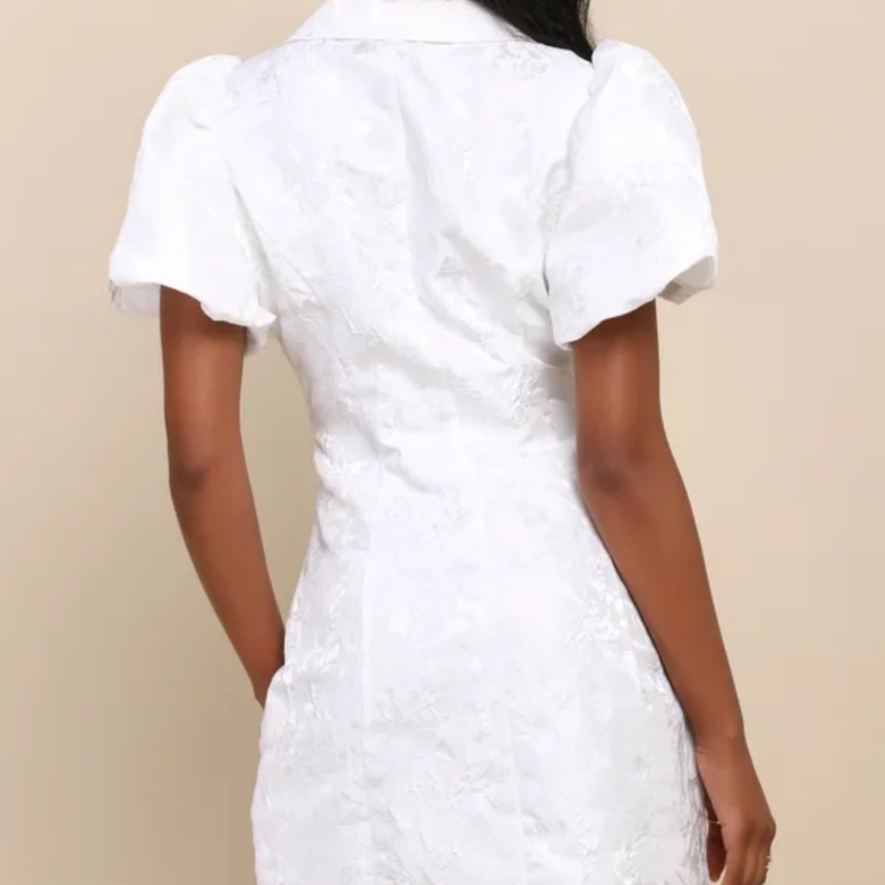 White Puff Sleeve Blazer Dress - Image 2