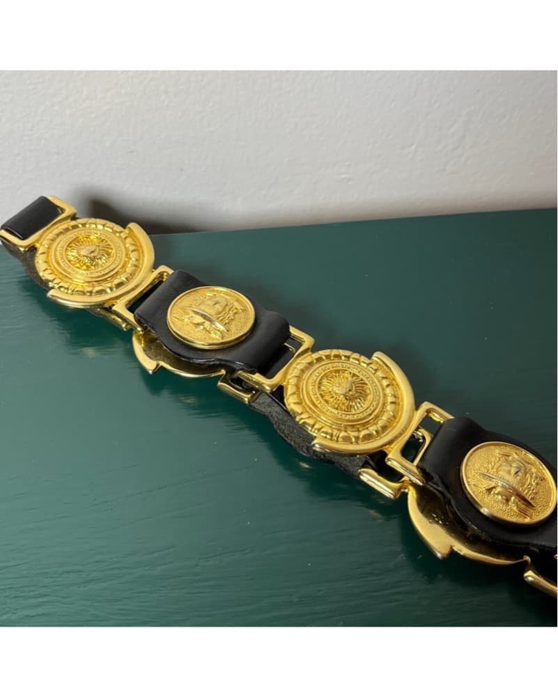 Medusa and Sun Emblem Leather Belt - Image 4