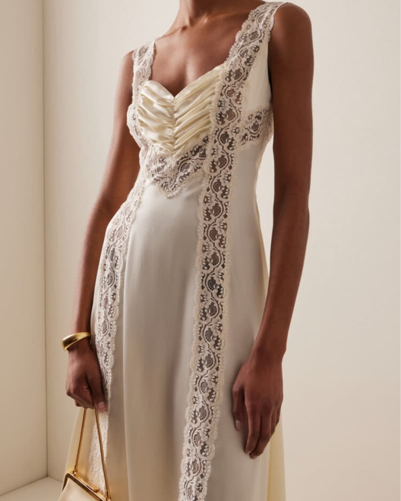 Rodarte Lace Silk Satin Maxi Dress - Image 2