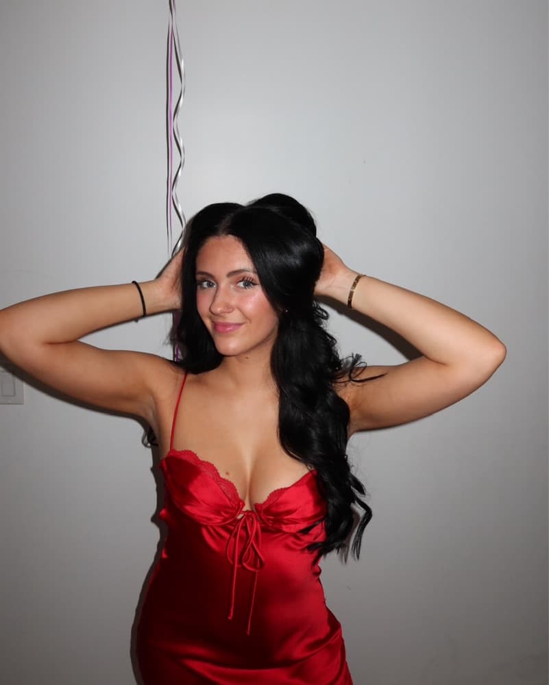 Striking Red Satin Dress - Image 6