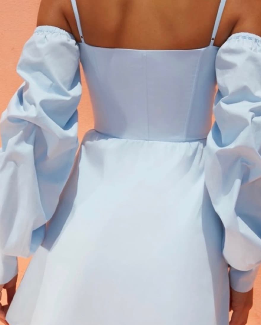 OhPolly Bardot Powder Blue Corset Dress - Image 2