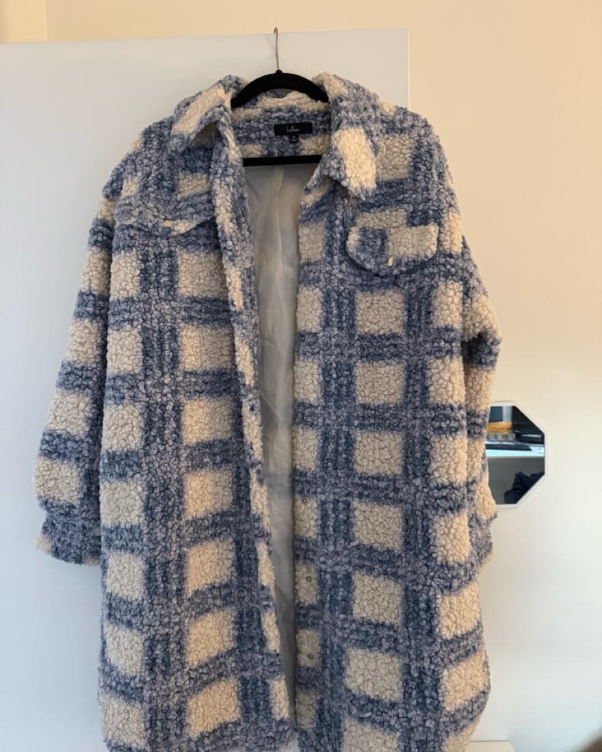 Sherpa Midi Jacket - Tan/Blue - Image 1