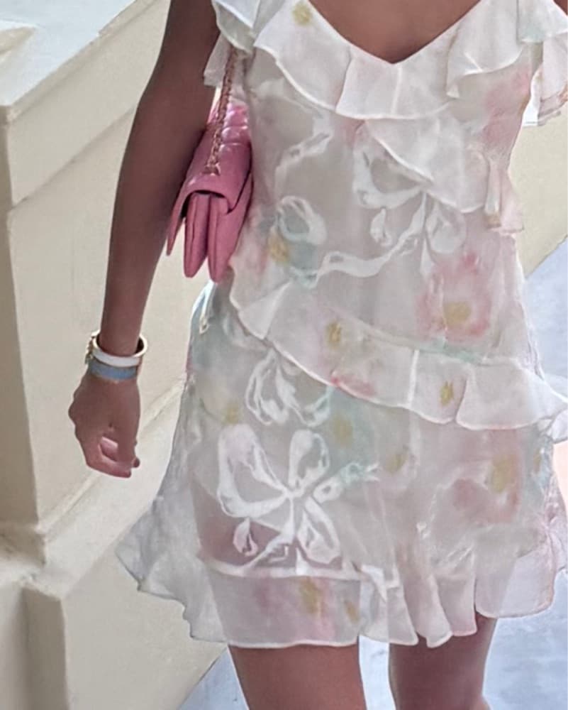 Delicate Floral Ruffle Dress - Image 1