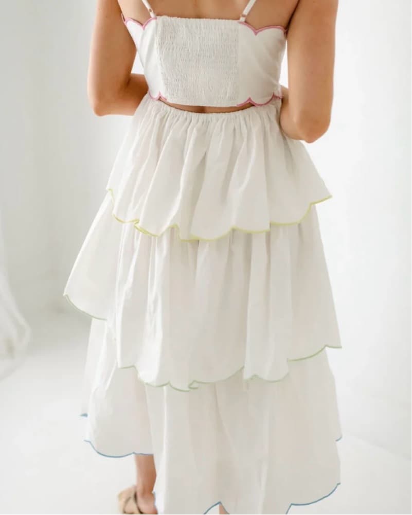 Tiered Scallop Sleeveless Midi Dress - Image 2