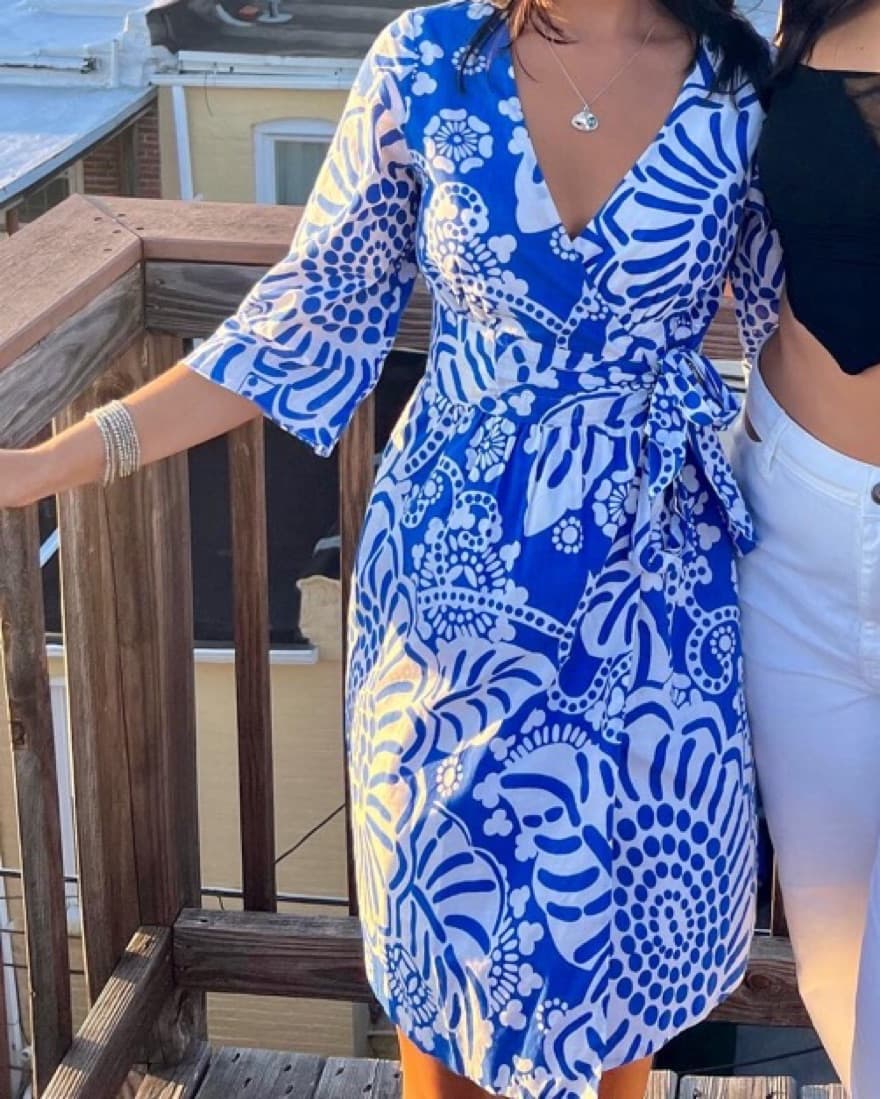 Vibrant Floral Wrap Dress - Image 1