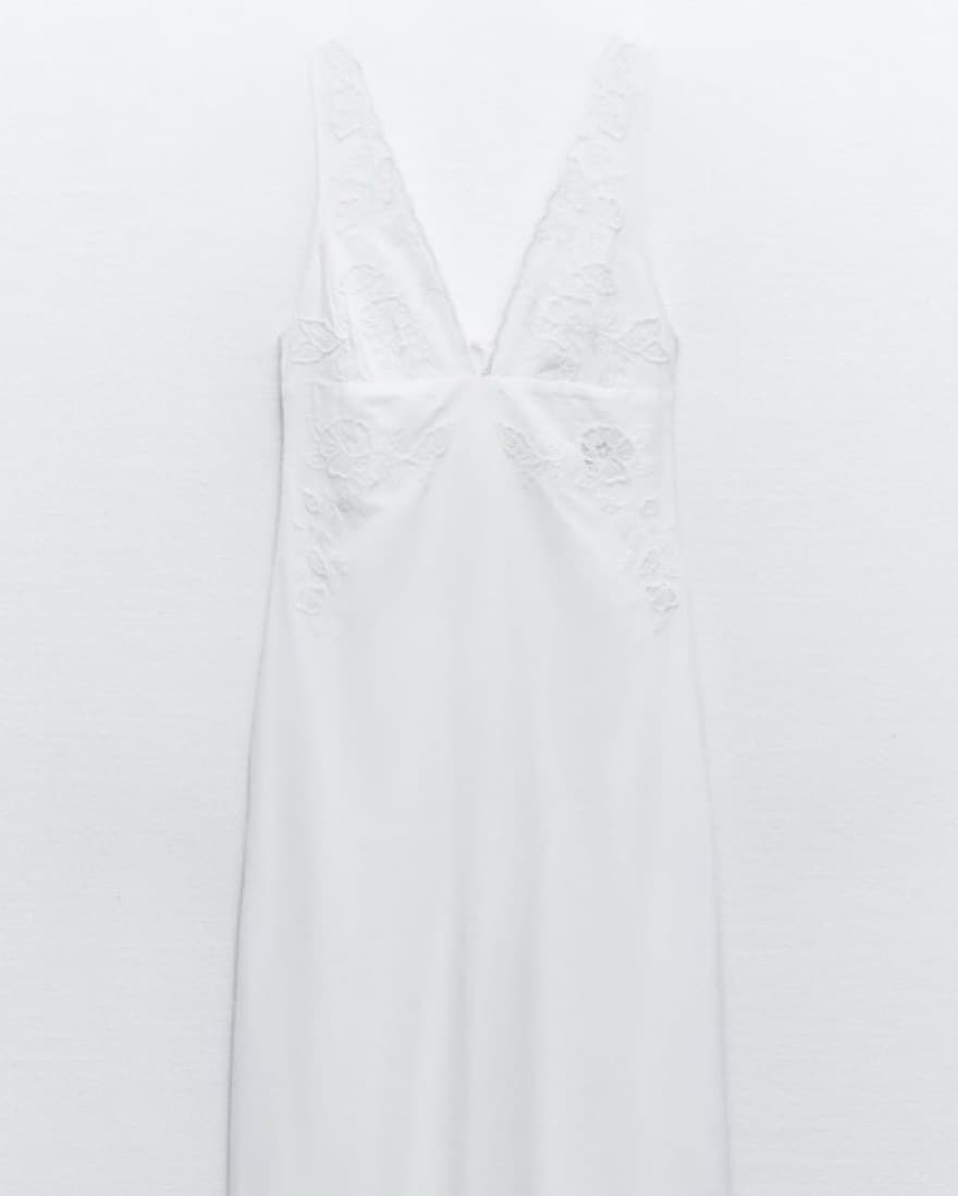 FLORAL POPLIN LACE MIDI DRESS - Image 2
