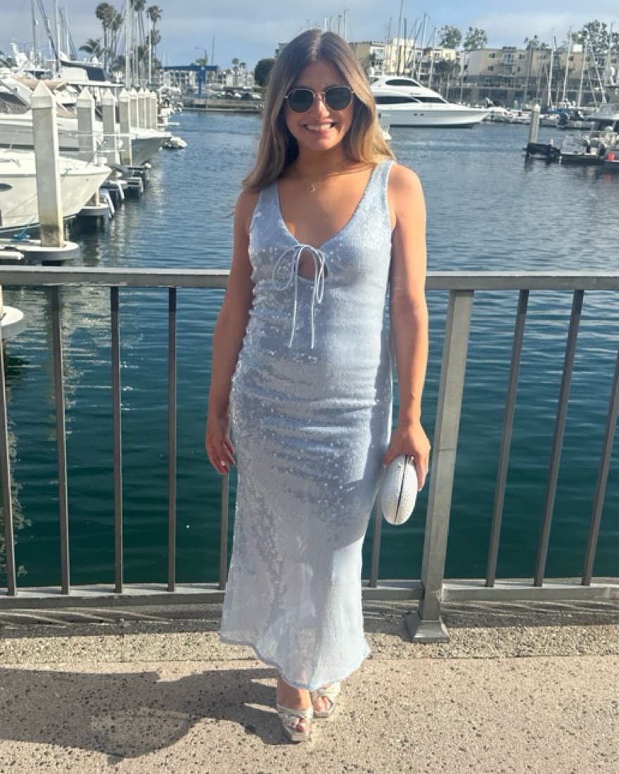 Isha Sequin Midi Dress In Light Blue - Image 1