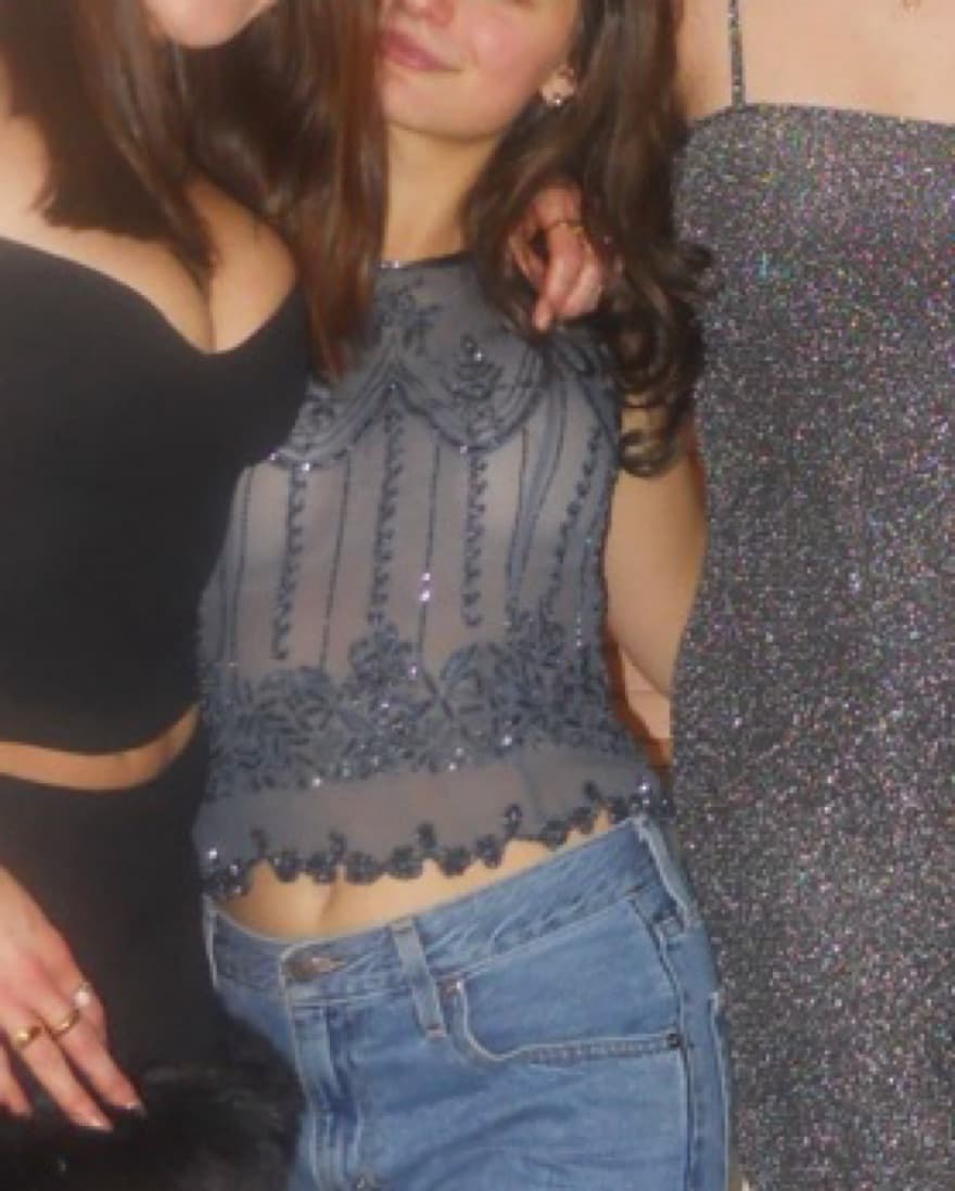 Beaded Sheer Silk Top - Image 6