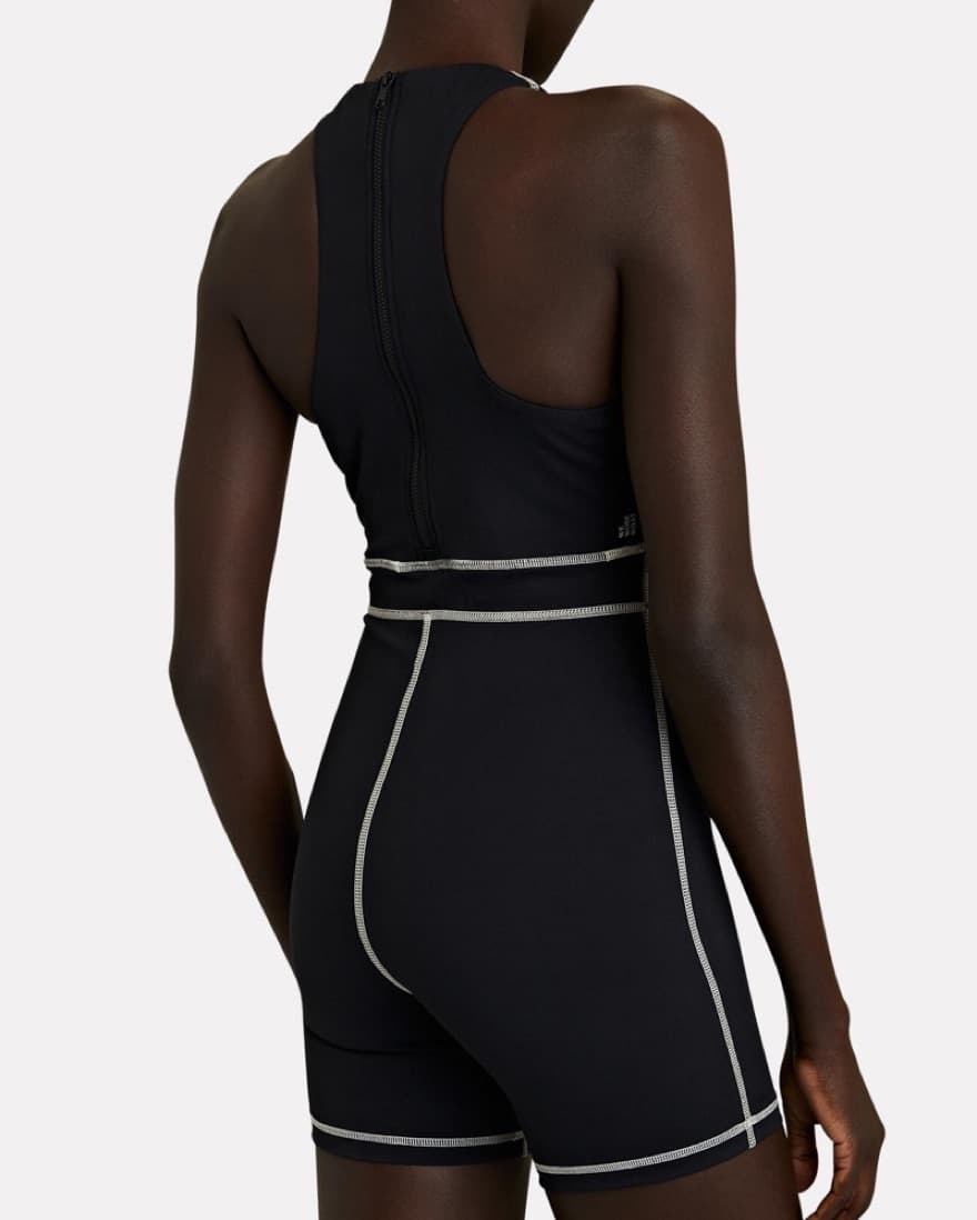 Black & White Racerback Athletic Romper - Image 2