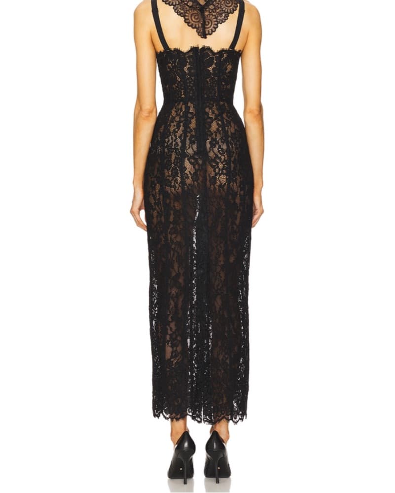 The Lace Column Dress In Black - Image 3