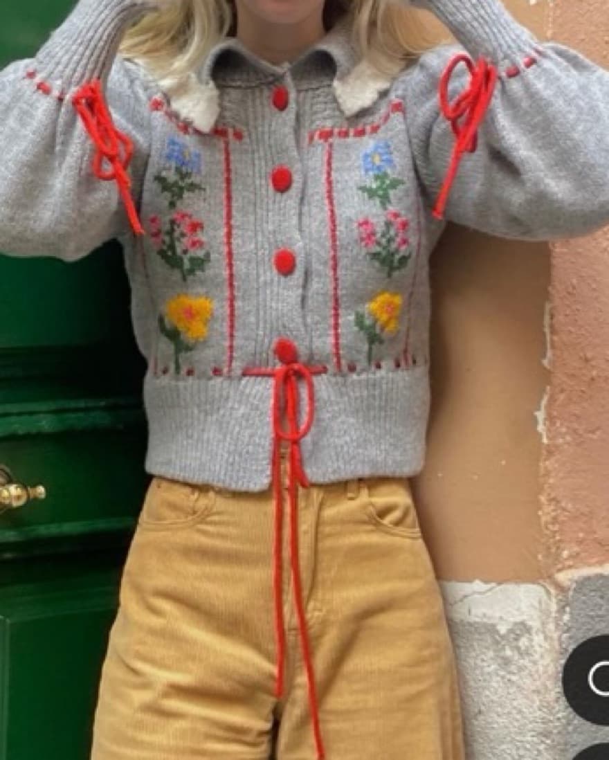 Floral Embroidered Cardigan - Image 3