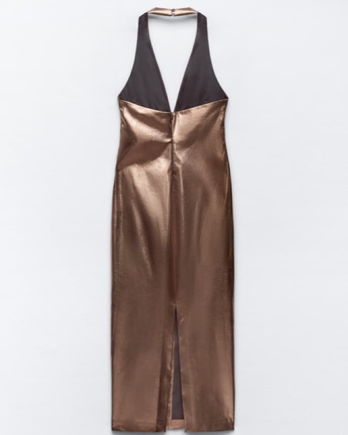 ZARA HALTER DRESS WITH METALLIC THREAD - Image 2