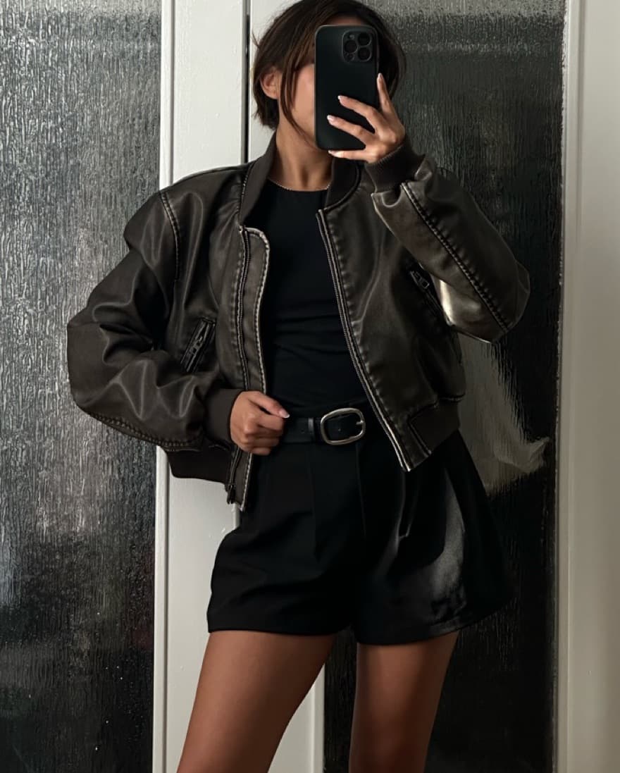 Dark Brown/Grey Bomber Jacket - Image 2