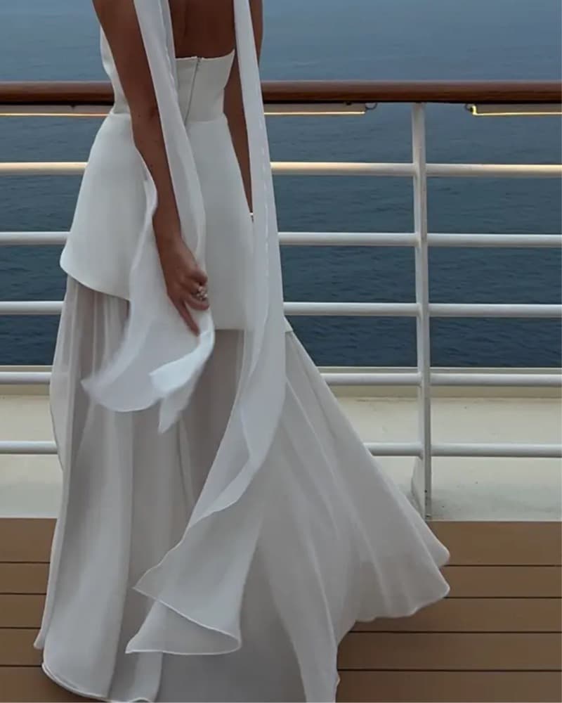 Matters Monaco White Dress with Scarf - Image 3