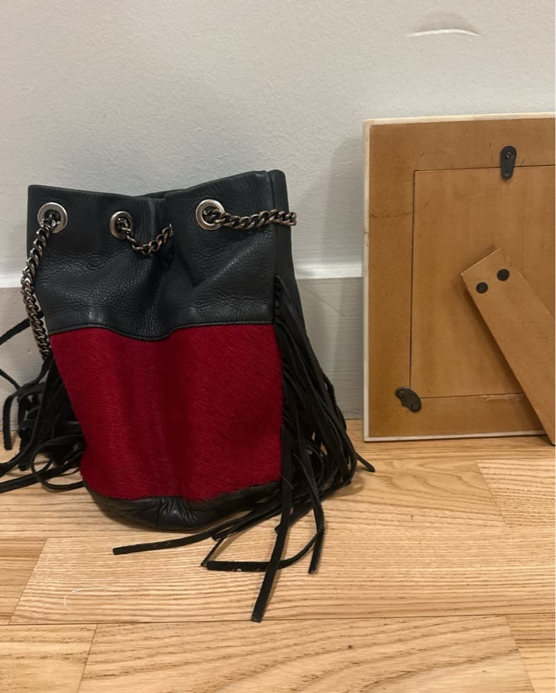 Western Fringe Red And Black Crossbody - Image 5