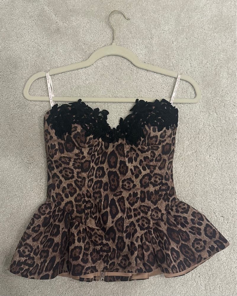 Straples Cheetah Print Peplum Corset Top - Image 1