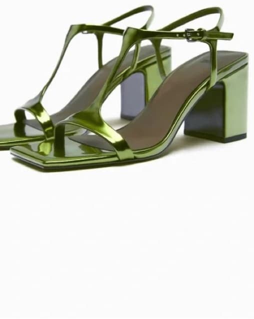 Zara Metallic Green Heels - Image 2