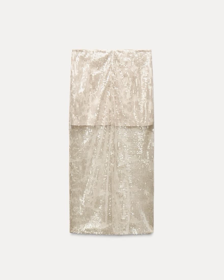 Tan Sequin Maxi Skirt - Image 2
