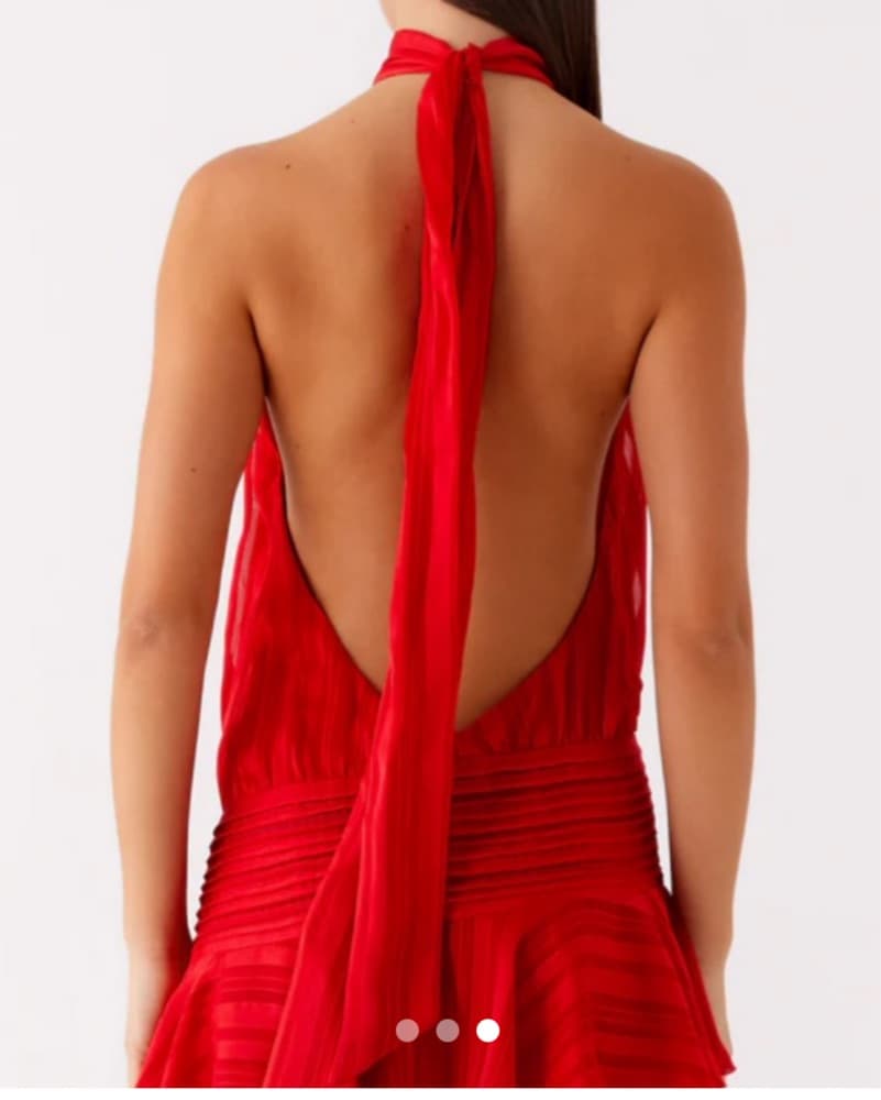 Bold Red Halter Neck Maxi Dress - Image 2