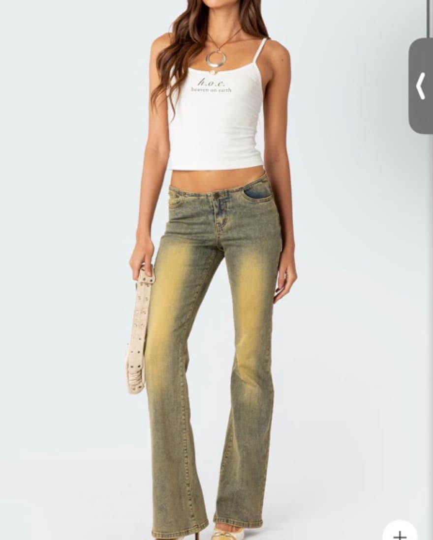 Low Rise Washed Flared Jeans - Image 2