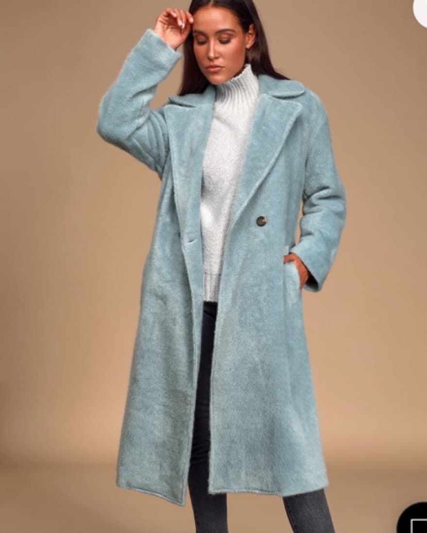 Lulus Light Blue Faux Fur Long Coat - Image 1