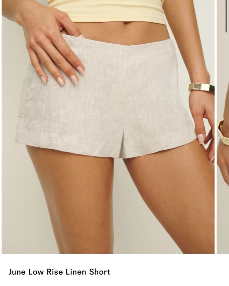 Reformation Linen Oatmeal Micro Shorts  - Image 1