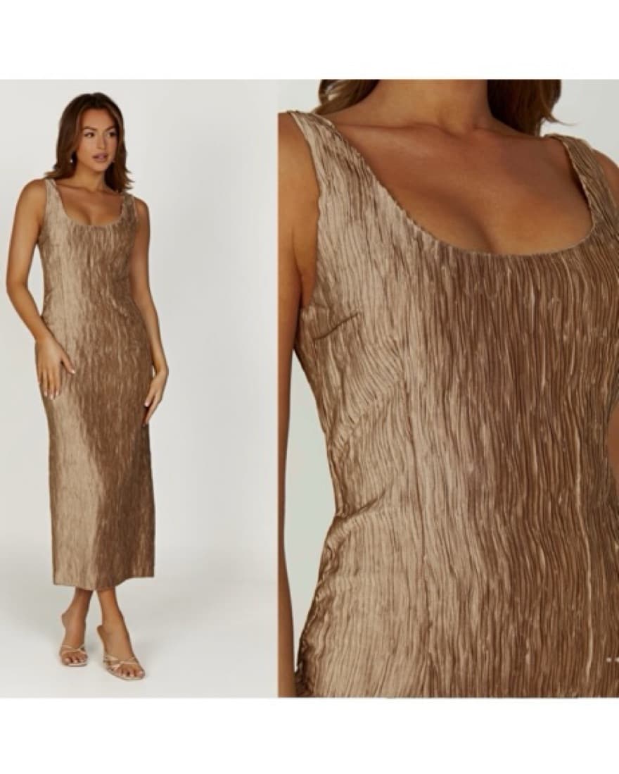 Meshki Bronze Plisse Dress  - Image 1