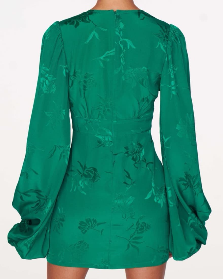 Rat & Boa Green Balloon Sleeve Dress - Image 4