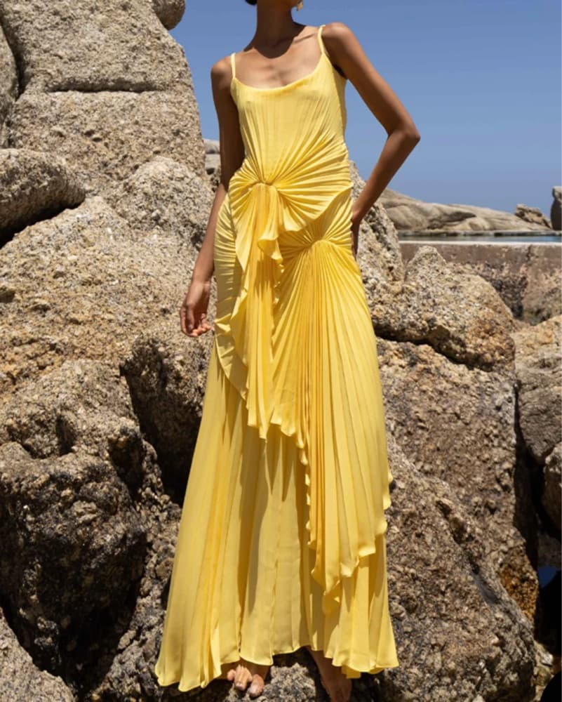 Lemon Yellow Torrent Maxi Dress - Image 1