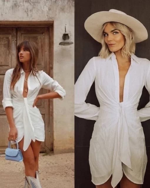 Choosy Long Sleeve Low Cut Mini Dress - Image 2