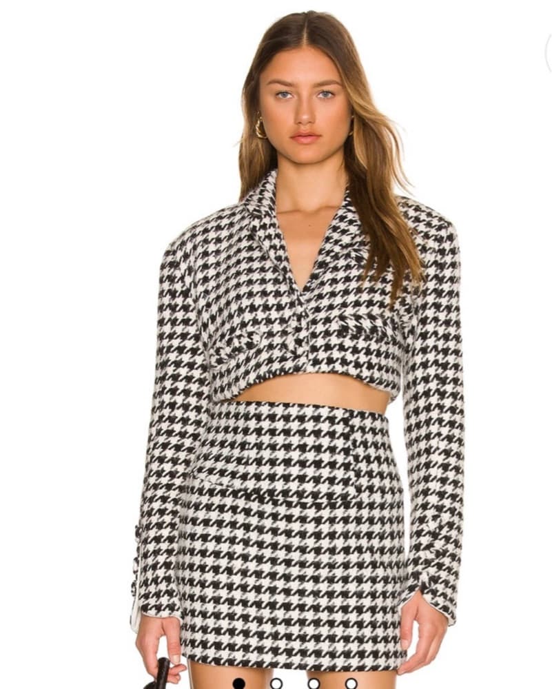 Houndstooth Print Crop Top and Skirt Set - Image 4